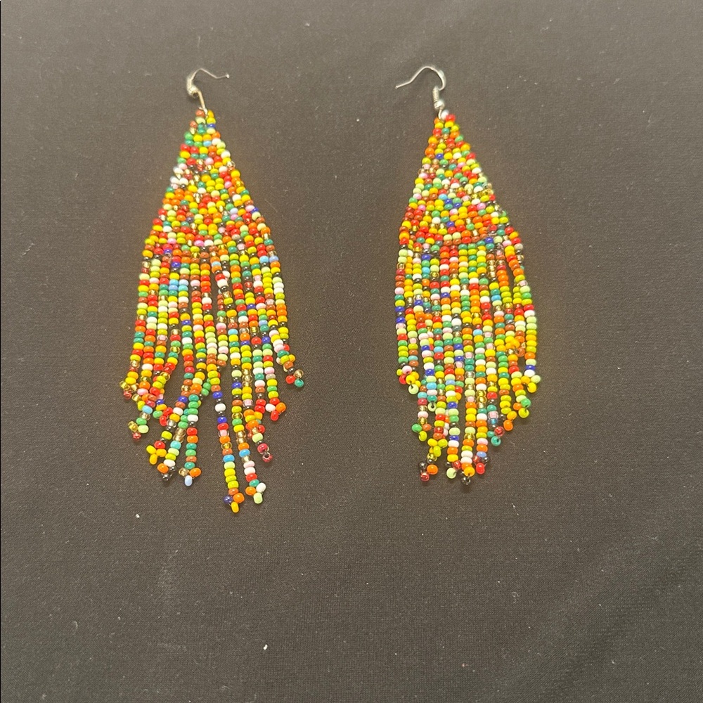 Colorful Beaded Dangle Earrings